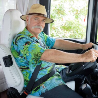 mature man learning to drive an RV safely