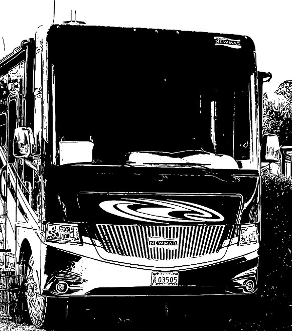 a class A motorhome altered to black and white line art would make a poor ad when selling an RV in the private market