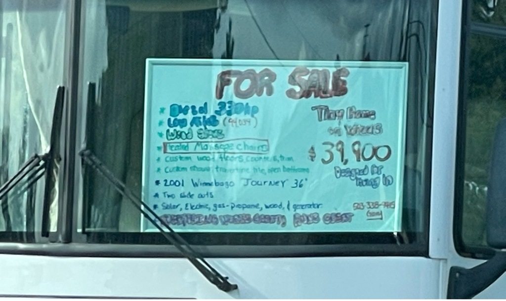 for sale sign exemplifies hidden dangers of buying or selling an RV