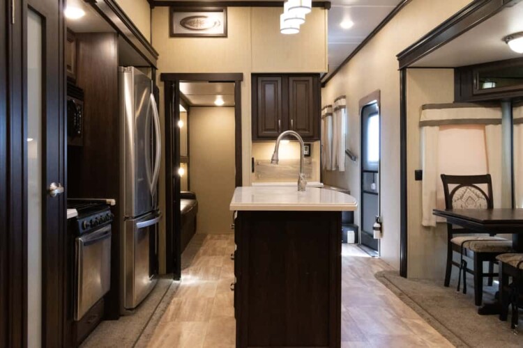 A clean kitchen for an RV ready to sell