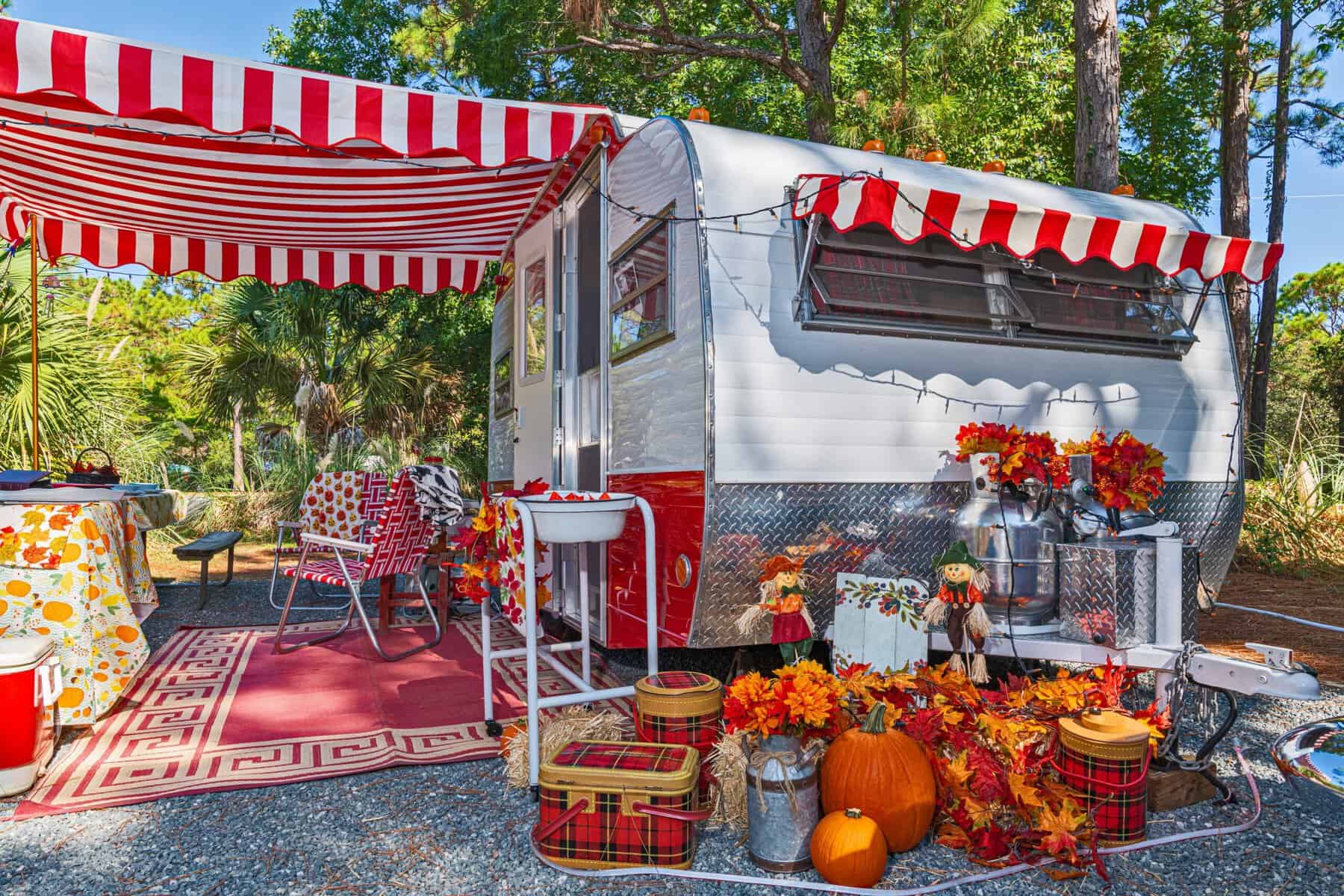 RV owner chose to decorate a campsite in full fall regalia