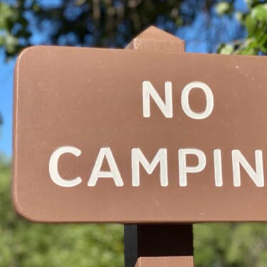 a no camping sign put up to stop rving in that area