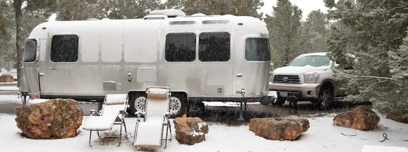 winter RV camping in Airstream 