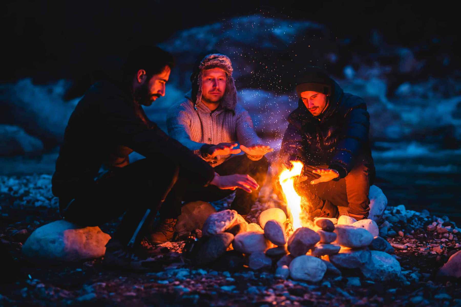 RV friends around campfire