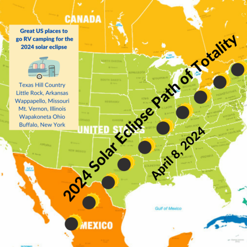 Path of totality for 2024 solar eclipse RV camping destinations
