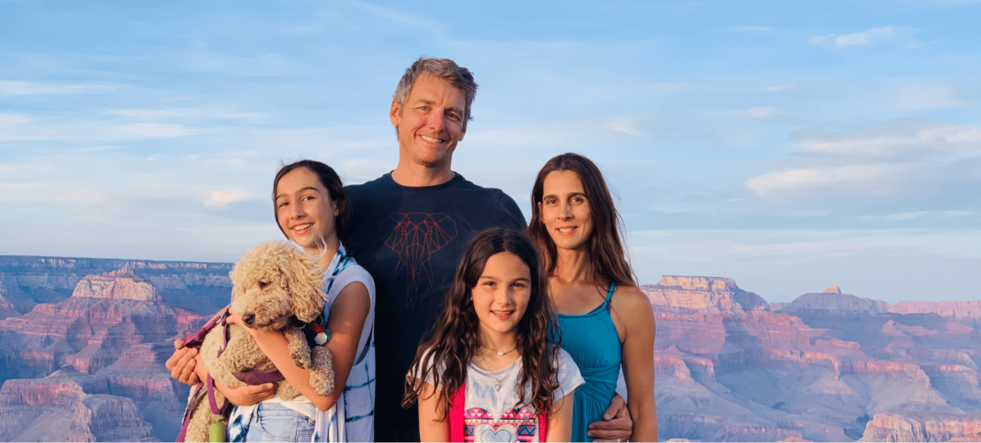 Family and dog camping at the Grand Canyon