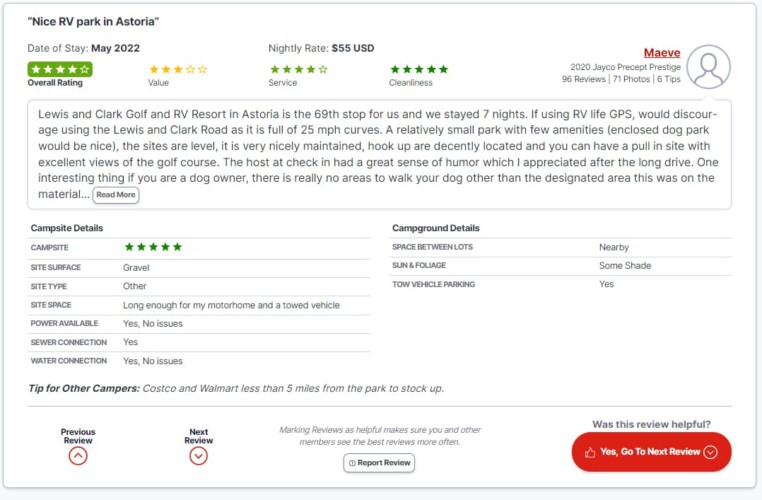 Lewis & Clark Golf & RV Park review.