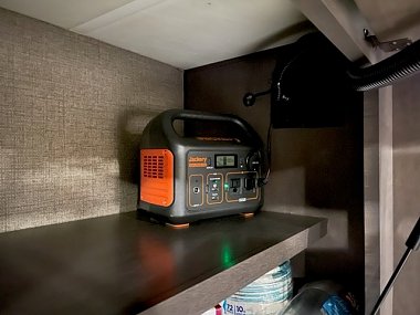 Jackery portable charging station in RV basement. (Image: @Ottosails, iRV2 Forums Member)