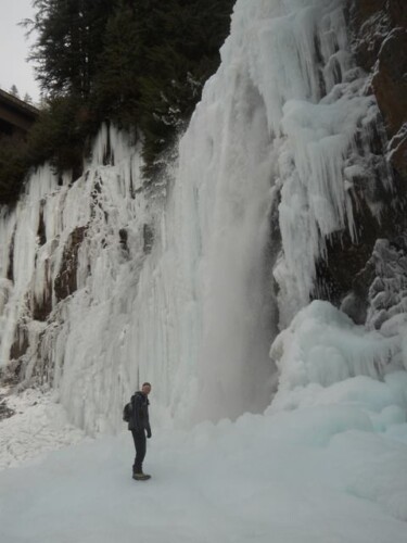 Hike to a frozen waterfall. (Image: Dave Helgeson)