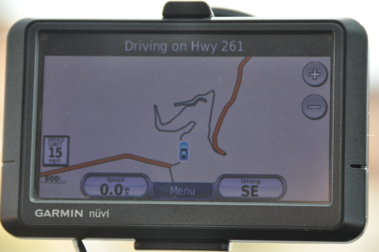 Image of onboard navigation on the Moki Dugway.