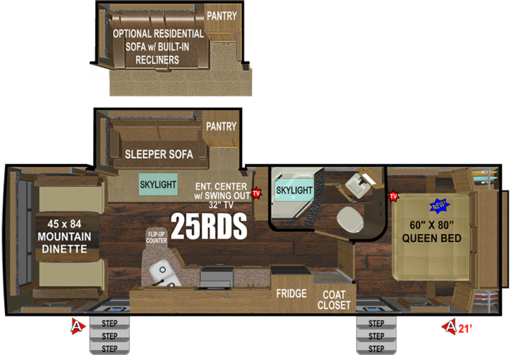 Floorplan for Outdoors RV Timber Ridge 25 RDS (Image: Outdoors RV)